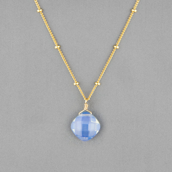 Anna Balkan Necklace: Kylie Single Gem, Gold with Opal