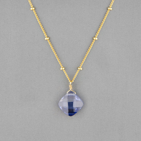 Anna Balkan Necklace: Kylie Single Gem, Gold with Tanzanite