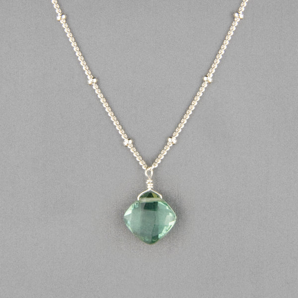 Anna Balkan Necklace: Kylie Single Gem, Silver with Green Fluorite