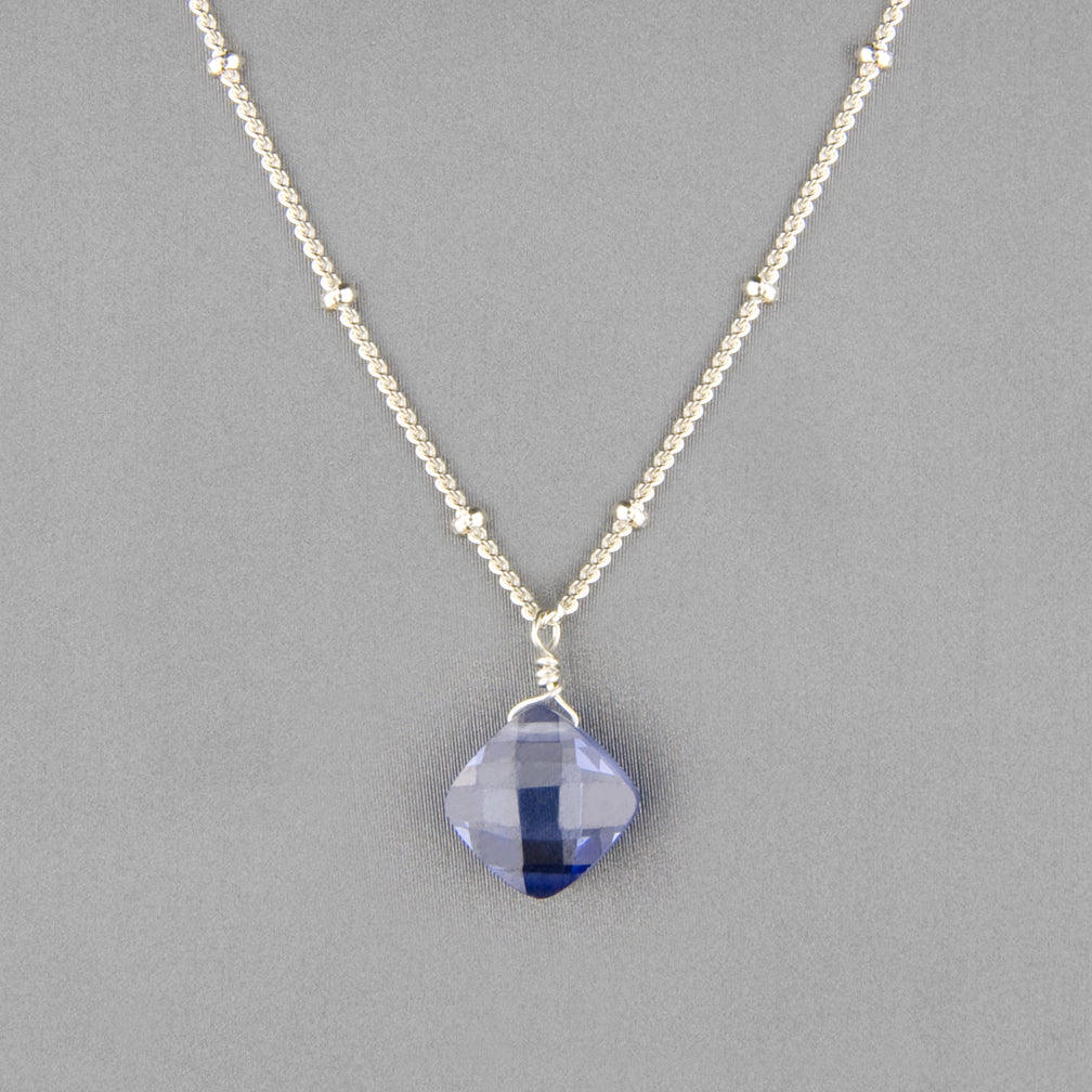 Anna Balkan Necklace: Kylie Single Gem, Silver with Tanzanite