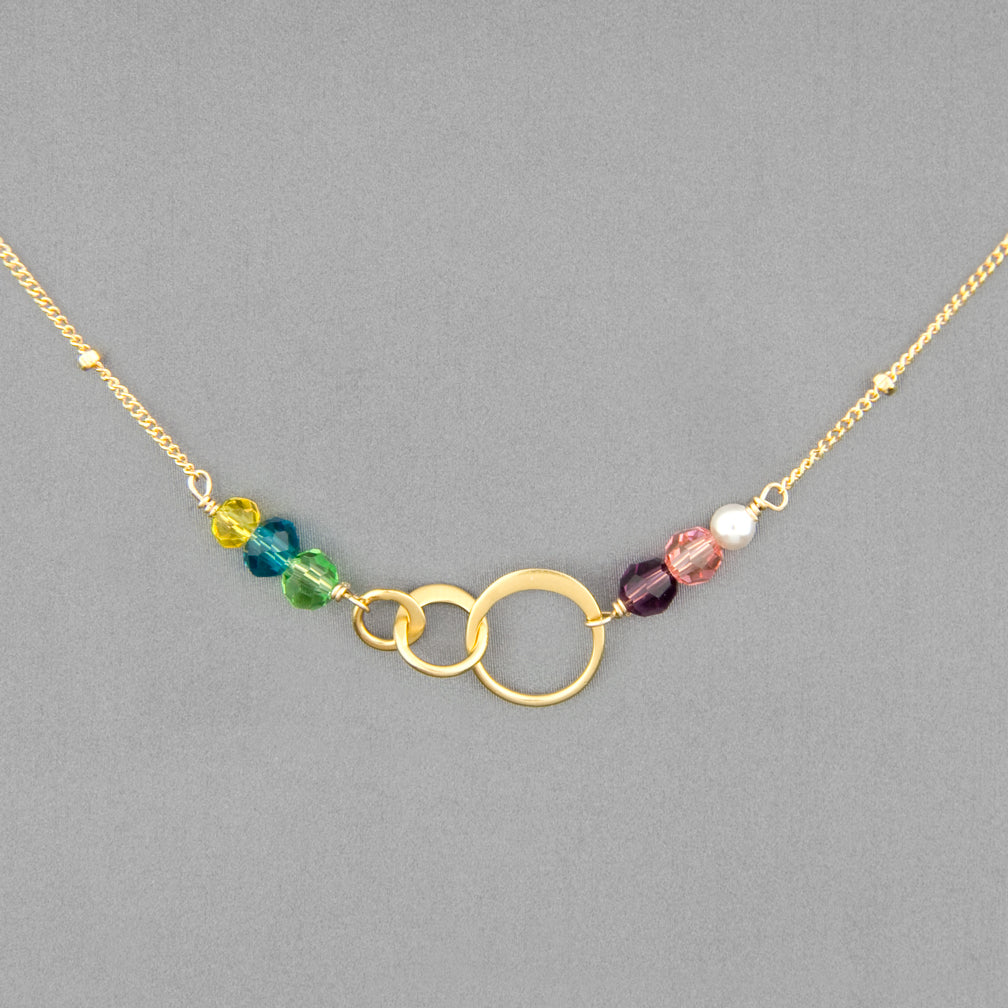 Anna Balkan Necklace: Mini Bubbles, Gold with Multigem