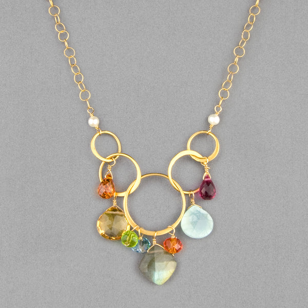 Anna Balkan Necklace: Free Spirit Gemstone, Gold with Labradorite