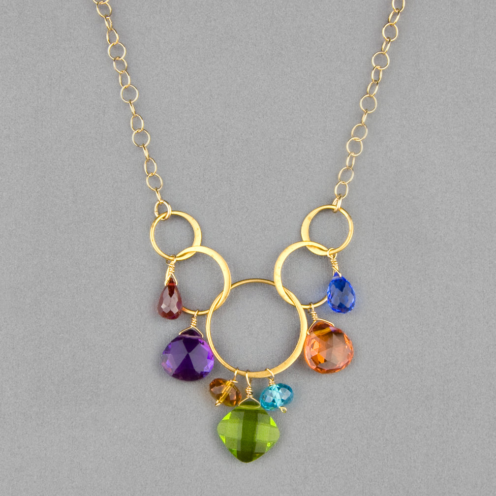 Anna Balkan Necklace: Free Spirit Gemstone, Gold with Peridot