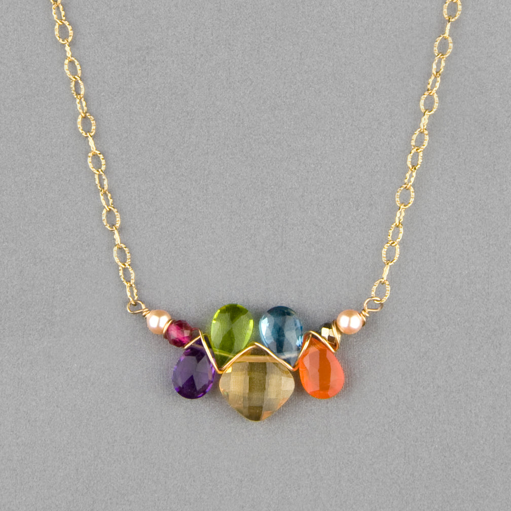 Anna Balkan Necklace: Mini Katie Gem, Gold with Citrine