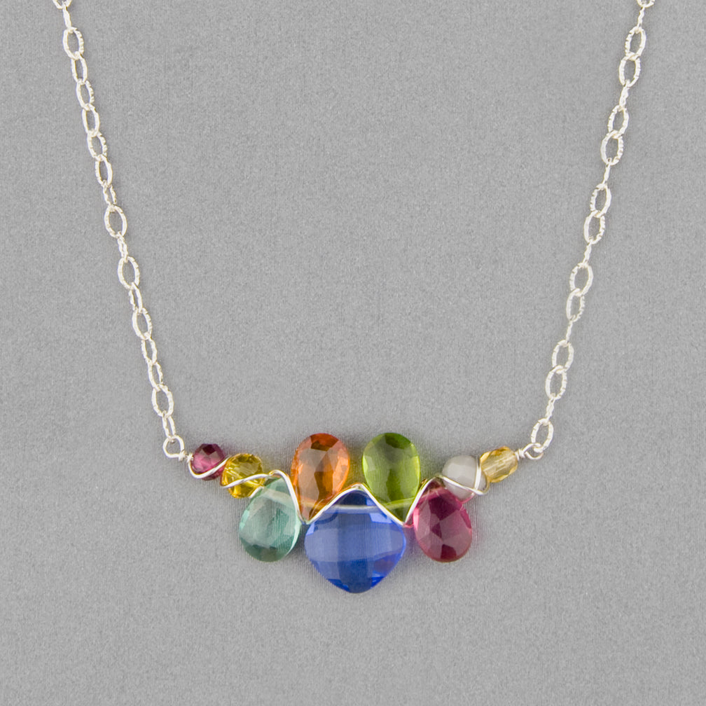 Anna Balkan Necklace: Mini Katie Gem, Silver with Blue Quartz