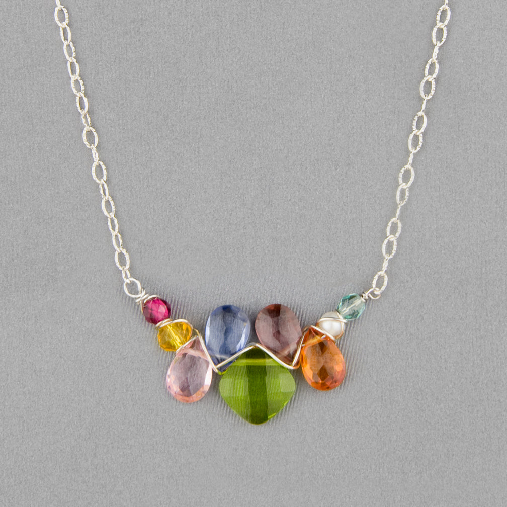 Anna Balkan Necklace: Mini Katie Gem, Silver with Peridot