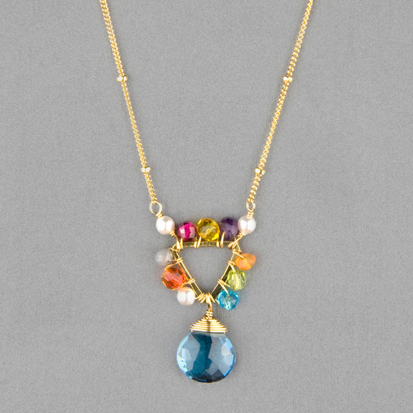 Anna Balkan Necklace: Mini Triangle Gemstone, Gold with Spinel