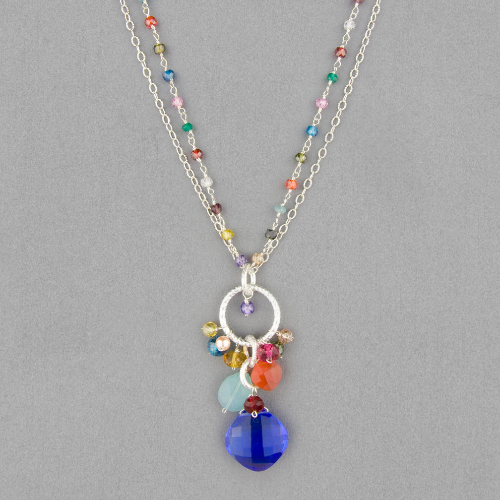 Anna Balkan Necklace: Jeanie Pendant, Silver with Blue Quartz