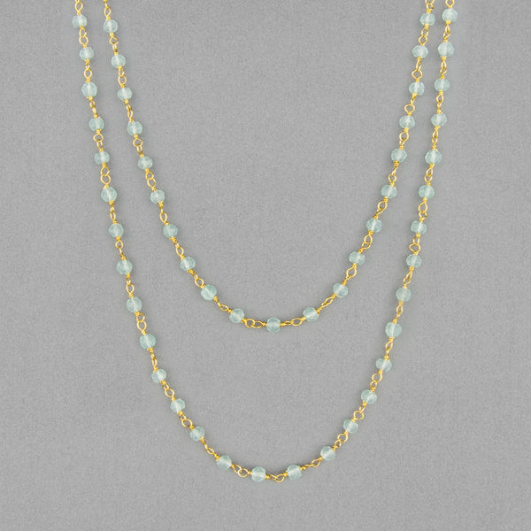 Anna Balkan Necklace: Katie Long Rosary, Gold with Chalcedony