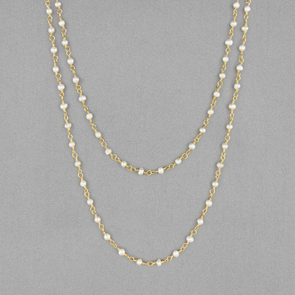 Anna Balkan Necklace: Katie Long Rosary, Gold with Pearls
