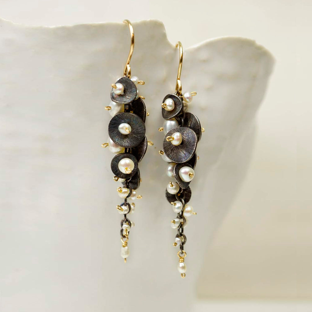 Calliope Jewelry: Earrings: Cascading Pearl Cluster
