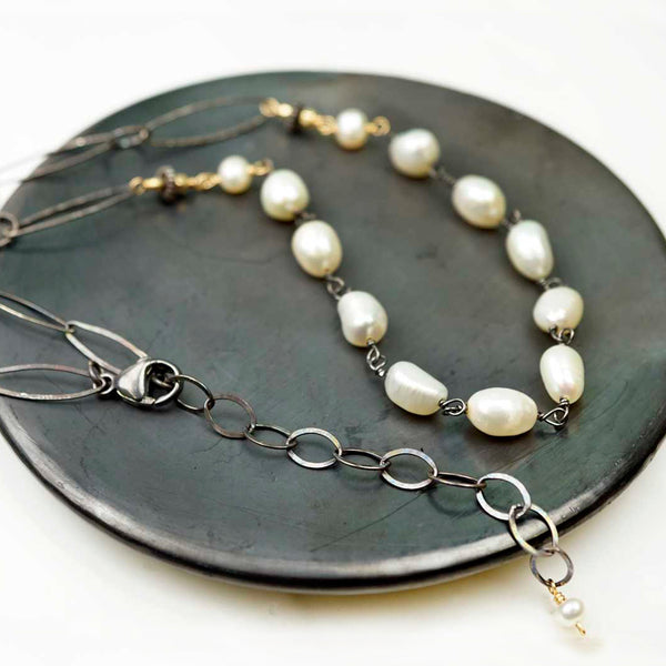 Calliope Jewelry: Necklace: Chunky Pearls on Paperclip Chain