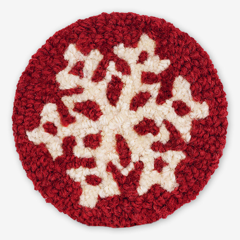 Chandler 4 Corners: Hand-Hooked Wool Coasters: Snowflake