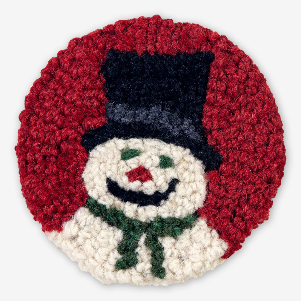 Chandler 4 Corners: Hand-Hooked Wool Coasters: Snowman