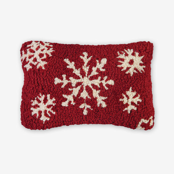 Chandler 4 Corners: Hand-Hooked Wool Pillow: 12x8 Inch Five White Flakes