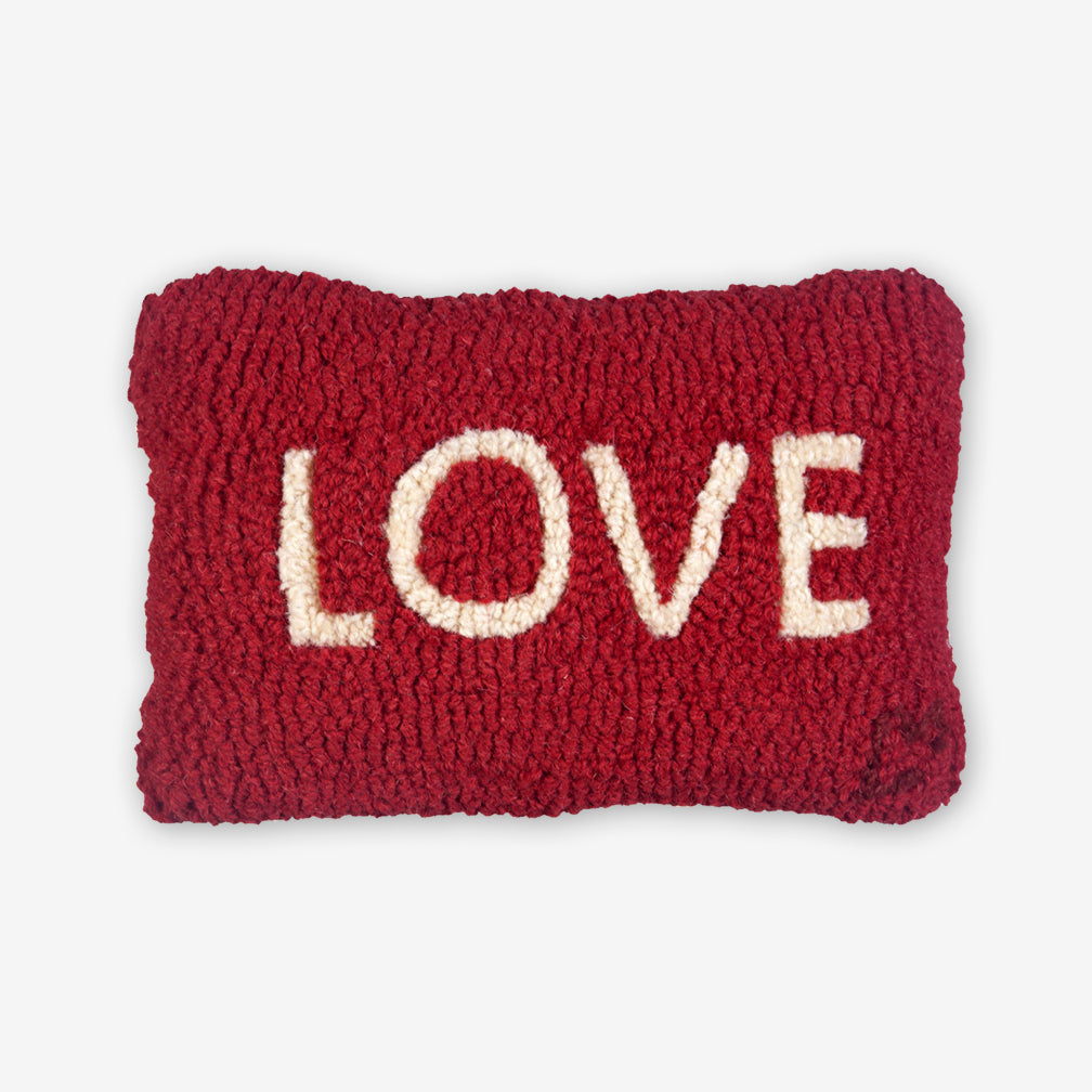 Chandler 4 Corners: Hand-Hooked Wool Pillow: 12x8 Inch Love