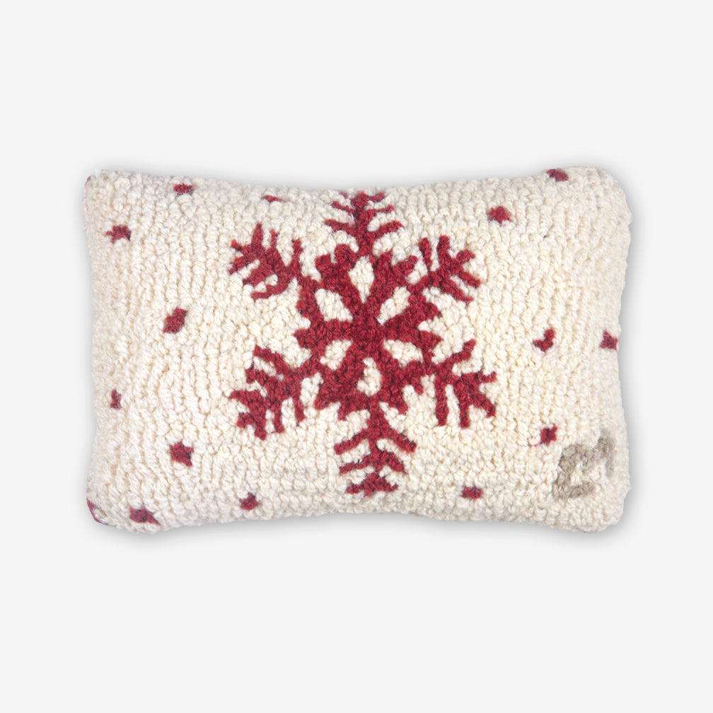 Chandler 4 Corners: Hand-Hooked Wool Pillow: 12x8 Inch Red Flake