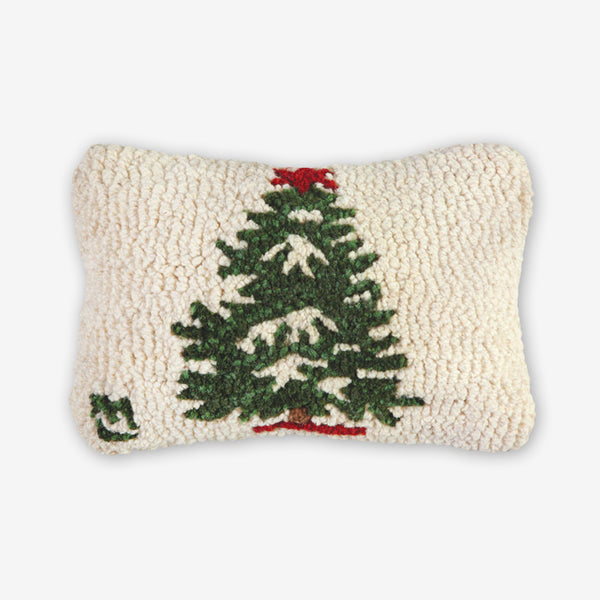 Chandler 4 Corners: Hand-Hooked Wool Pillow: 12x8 Inch Winter Tree