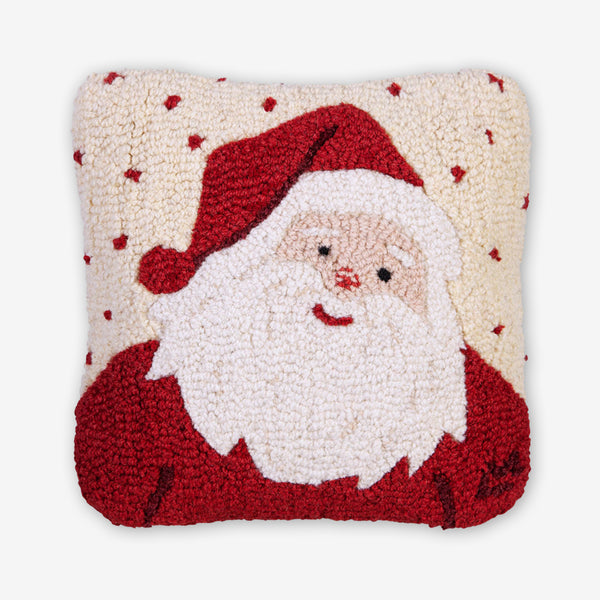 Chandler 4 Corners: Hand-Hooked Wool Pillow: 14x14 Inch Sweet Santa