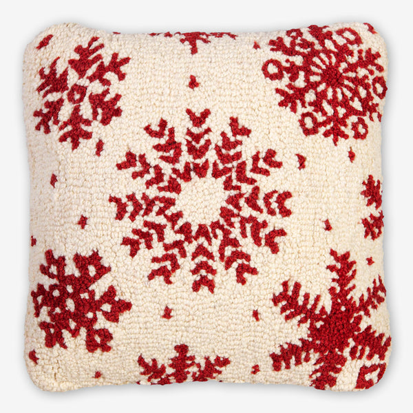Chandler 4 Corners: Hand-Hooked Wool Pillow: 18x18 Inch Frosty Flakes