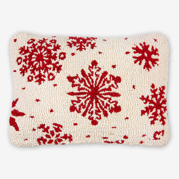 Chandler 4 Corners: Hand-Hooked Wool Pillow: 20x14 Inch Frosty Flakes