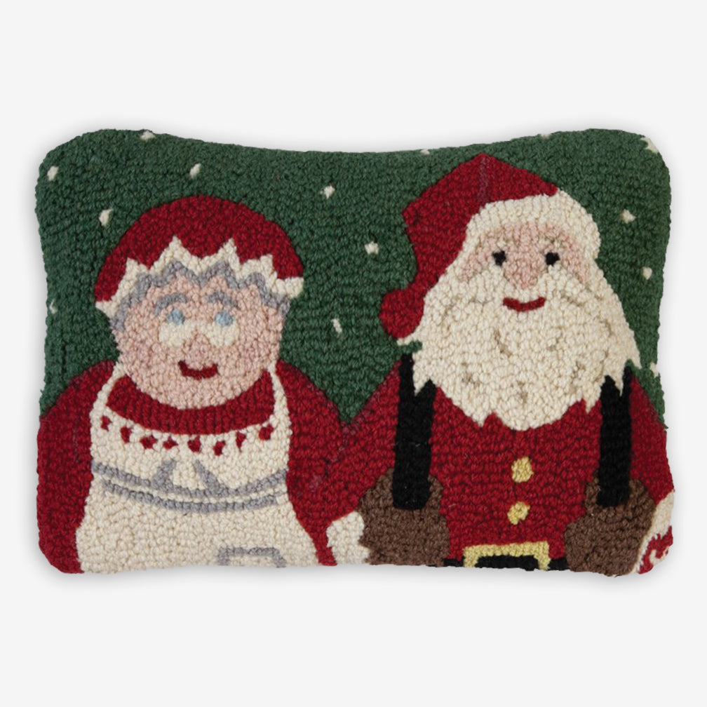 Chandler 4 Corners: Hand-Hooked Wool Pillow: 20x14 Inch Mr. and Mrs. Claus