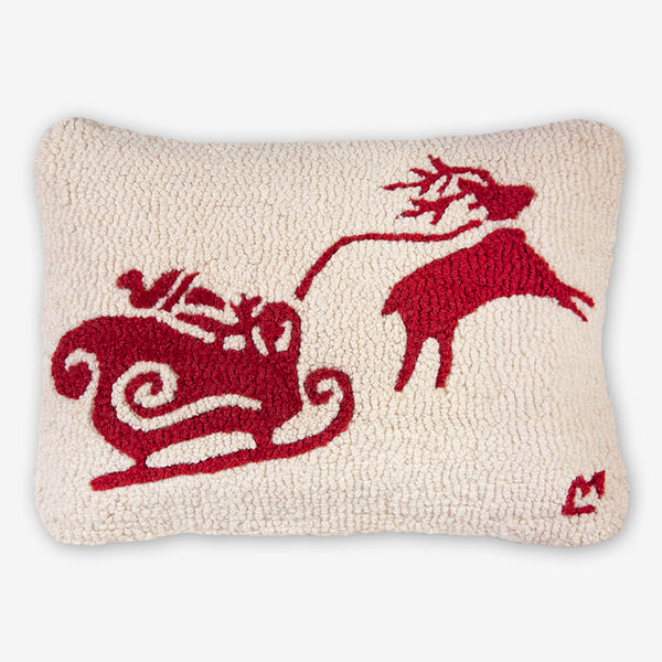 Chandler 4 Corners: Hand-Hooked Wool Pillow: 20x14 Inch Snow Dashing