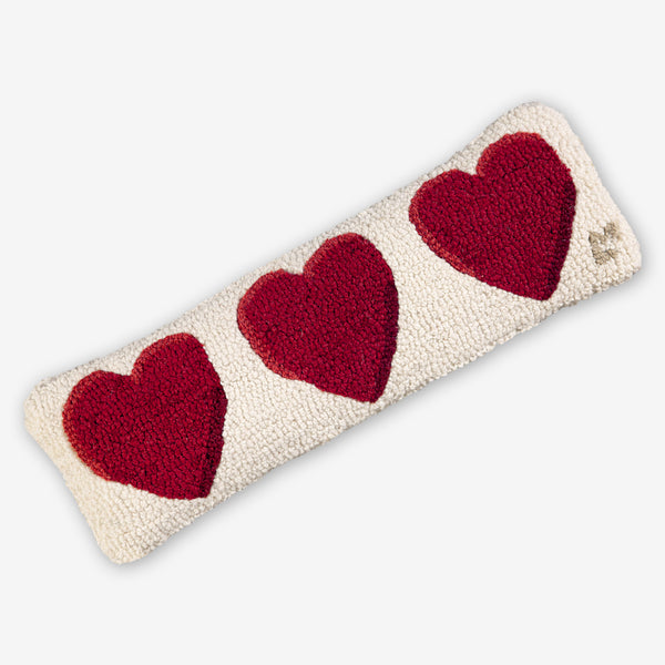 Chandler 4 Corners: Hand-Hooked Wool Pillow: 24x8 Inch Three Hearts