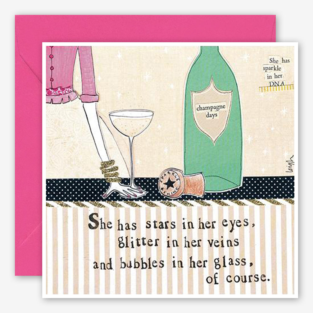 Curly Girl Design: Friendship Card: Bubbles In Her Glass