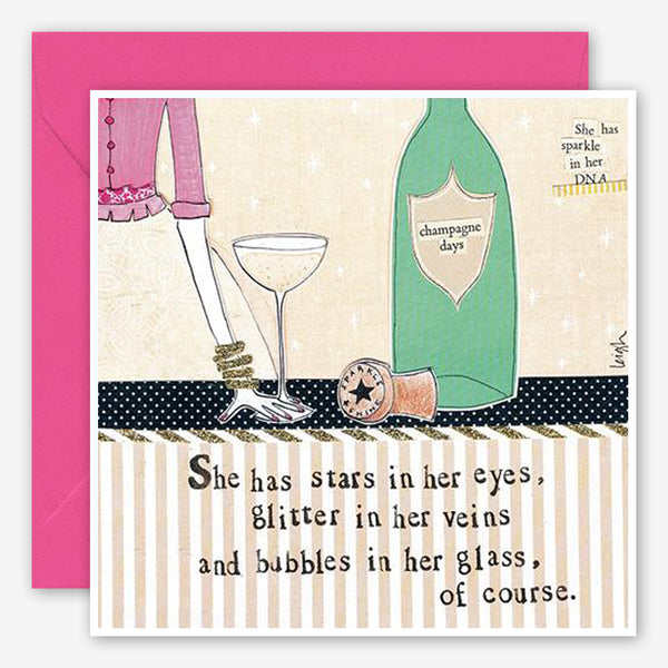 Curly Girl Design: Friendship Card: Bubbles In Her Glass