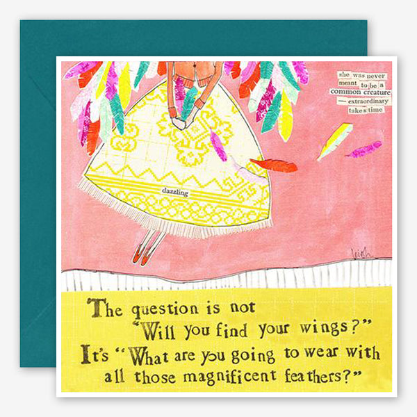Curly Girl Design: Encouragement Card: Feathers