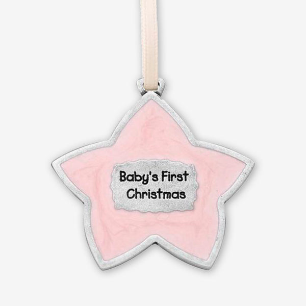 Danforth Pewter: Pewter Ornaments: Baby's First Christmas: Pink