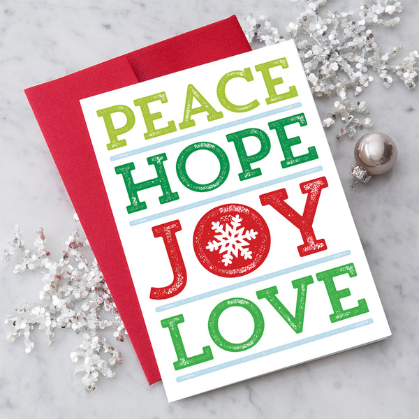 Design With Heart Holiday Card: Peace Hope Love Joy
