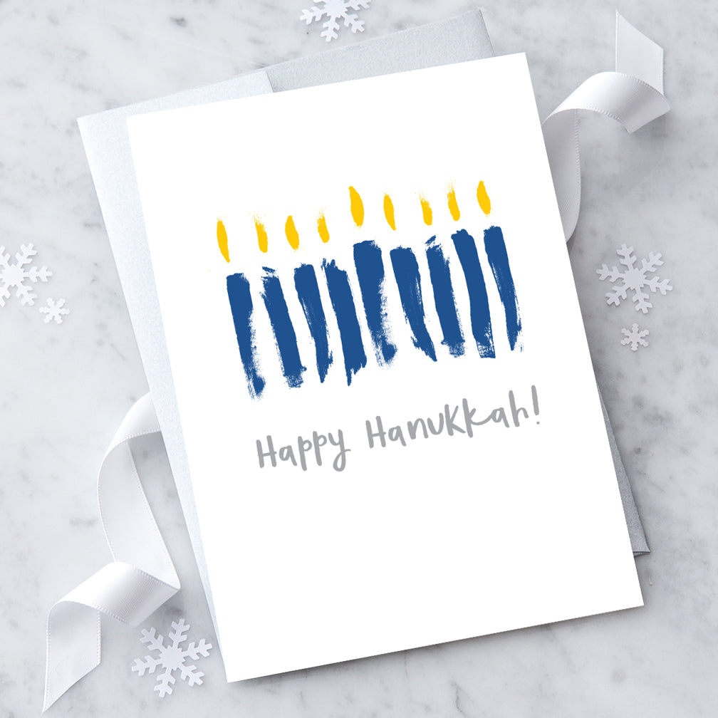 Design with Heart Studio Hanukkah Card: Happy Hanukkah (blue candles)