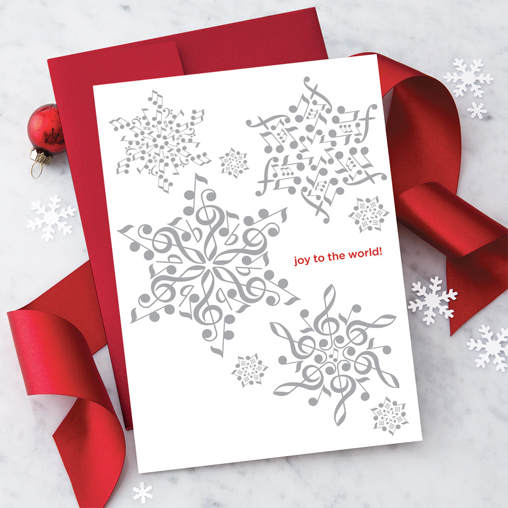 Design with Heart Studio Holiday Card: Music Notes Snowflakes
