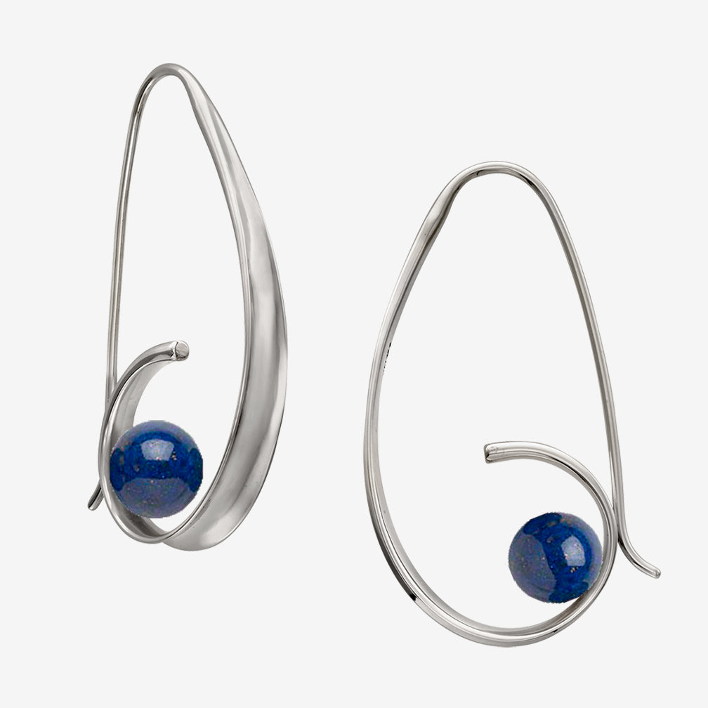 Ed Levin Designs: Earrings: Crosswind, Silver with Lapis