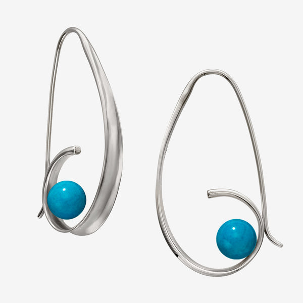 Ed Levin Designs: Earrings: Crosswind, Silver with Turquoise