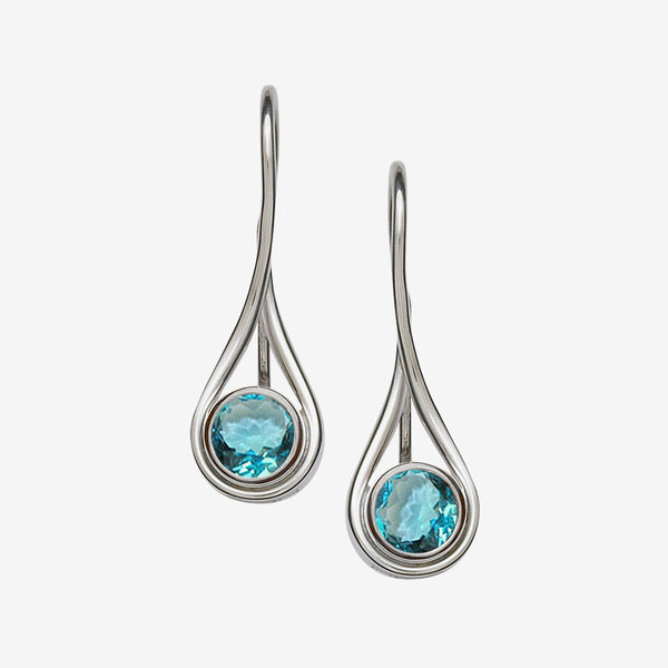 Ed Levin Designs: Earrings: Desire, Silver with Blue Topaz