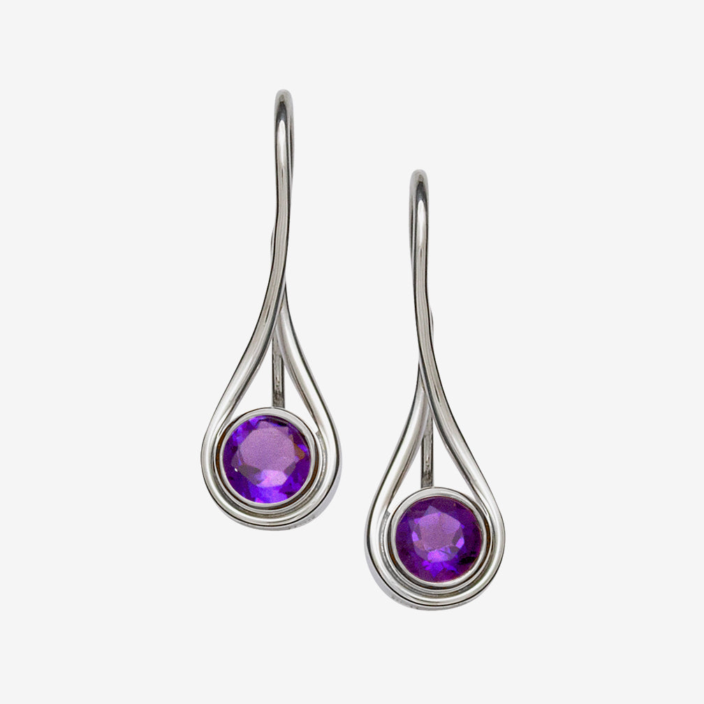 Ed Levin Designs: Earrings: Desire, Silver with Faceted Amethyst