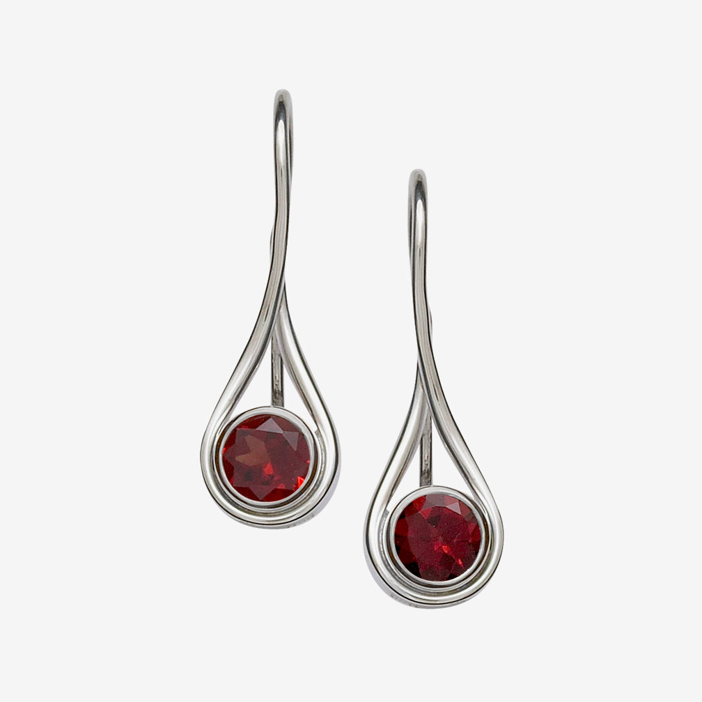 Ed Levin Designs: Earrings: Desire, Silver with Faceted Garnet