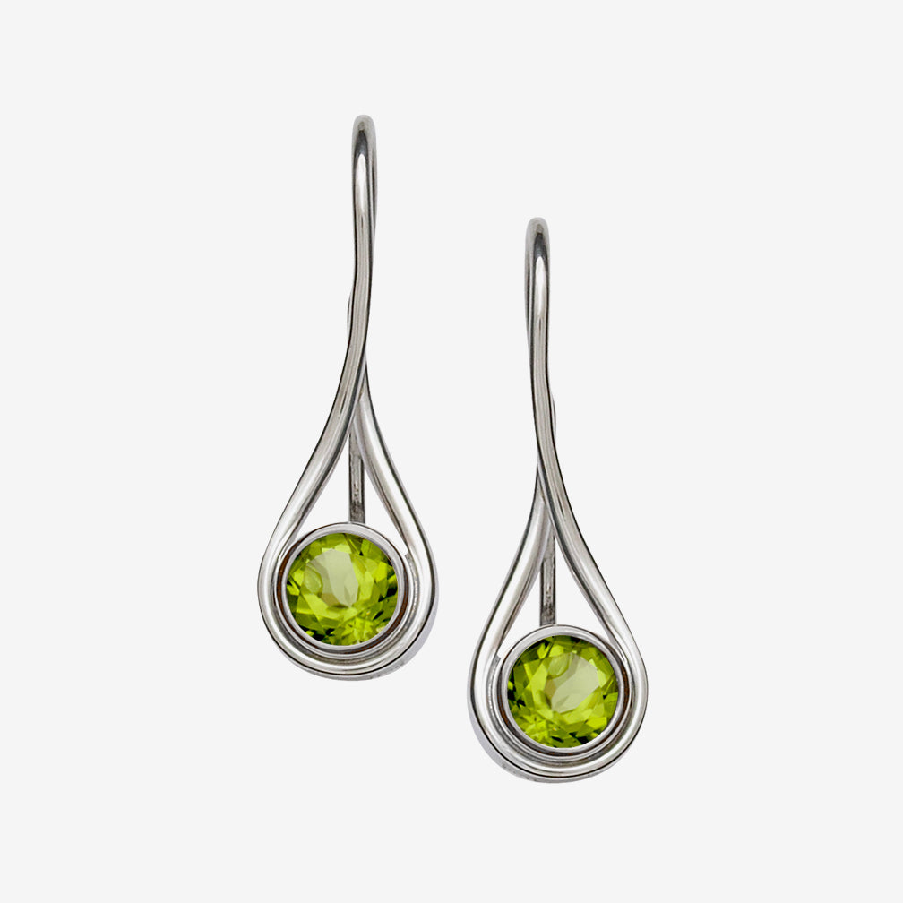 Ed Levin Designs: Earrings: Desire, Silver with Faceted Peridot