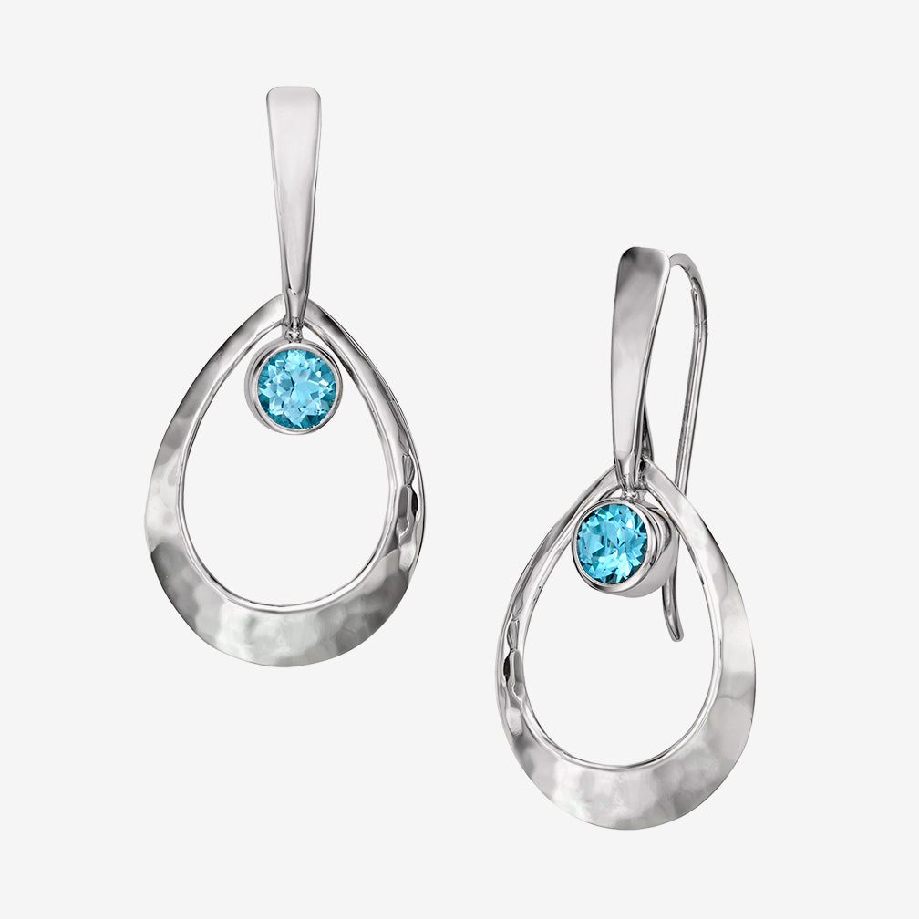Ed Levin Designs: Earrings: Emma, Silver with Blue Topaz