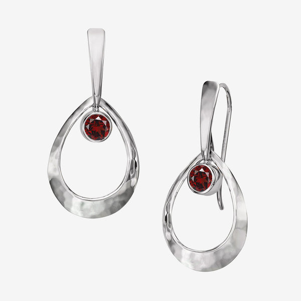 Ed Levin Designs: Earrings: Emma, Silver with Faceted Garnet