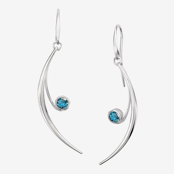 Ed Levin Designs: Earrings: Featherstone, Silver with Blue Topaz