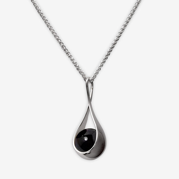 Ed Levin Designs: Necklace: Captivating Pendant, Silver with Black Onyx 18"