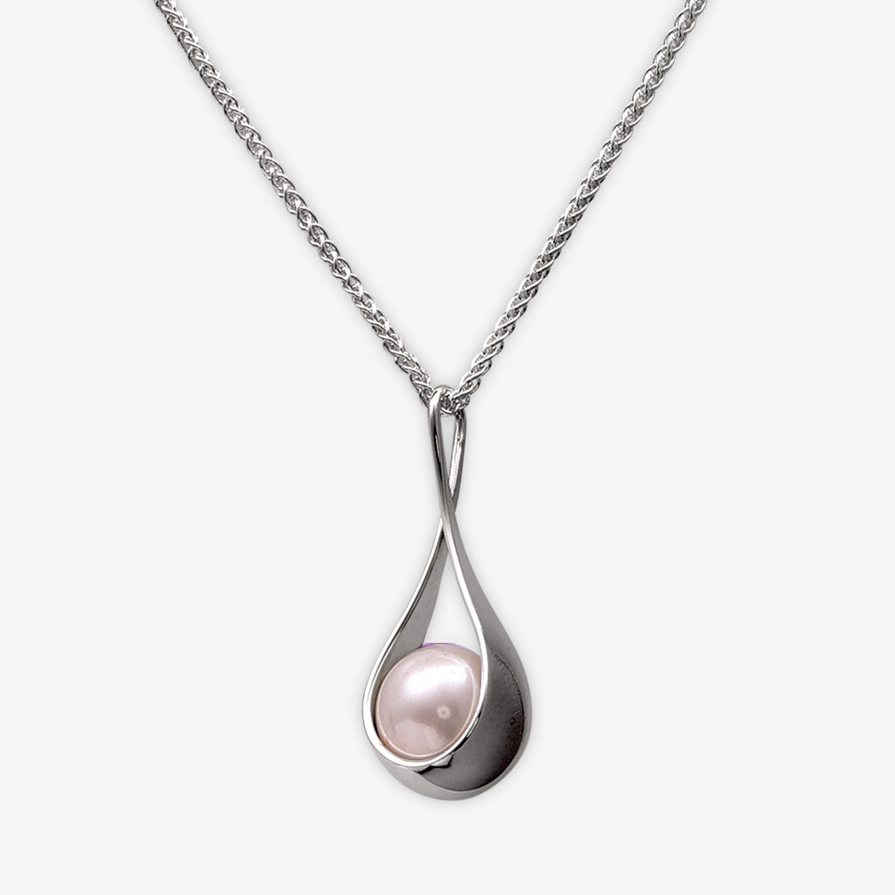 Ed Levin Designs: Necklace: Captivating Pendant, Silver with Freshwater Pearl 18"