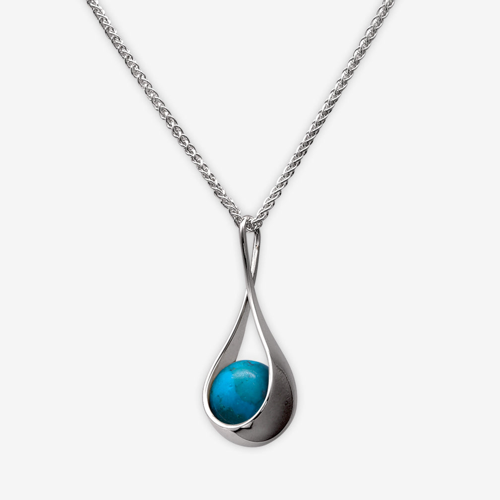 Ed Levin Designs: Necklace: Captivating Pendant, Silver with Turquoise 18"