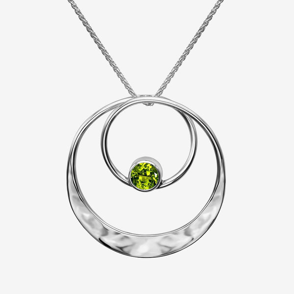 Ed Levin Designs: Necklace: Juliet Pendant, Silver with Faceted Peridot 18"