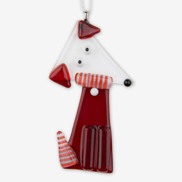 Glassworks Northwest: Fused Glass Ornaments: Candy Cane Canine Dog