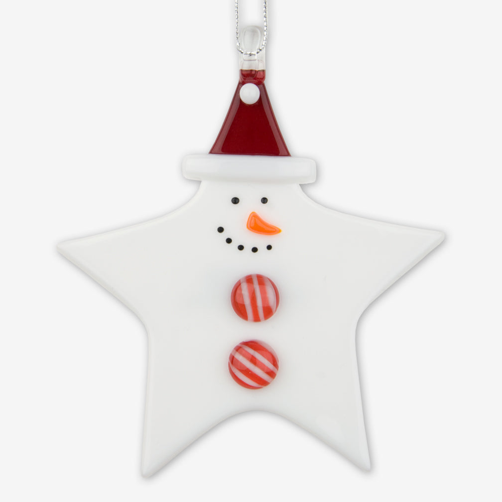Glassworks Northwest: Fused Glass Ornaments: Candy Man Star Snowman